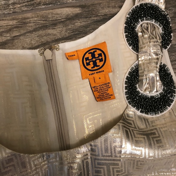 Tory Burch Silver Sleeveless Dress unique shimmer pattern party perfect size 4 - Picture 7 of 11